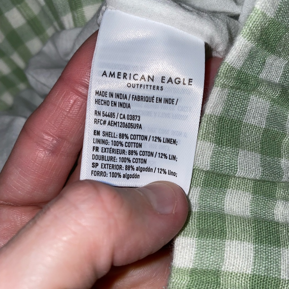 American Eagle Green/White Plaid Linen Set in size XXS - Picture 12 of 15